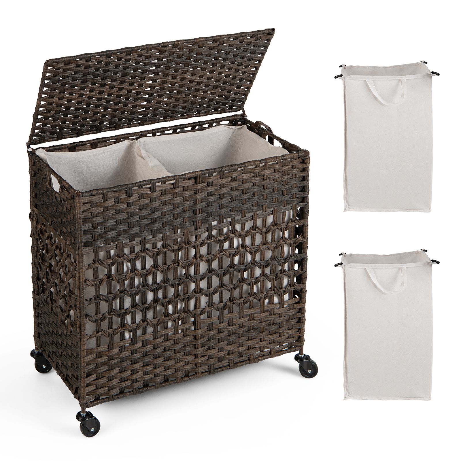 110L Collapsible Laundry Hamper Lid and Removable Liner Bag